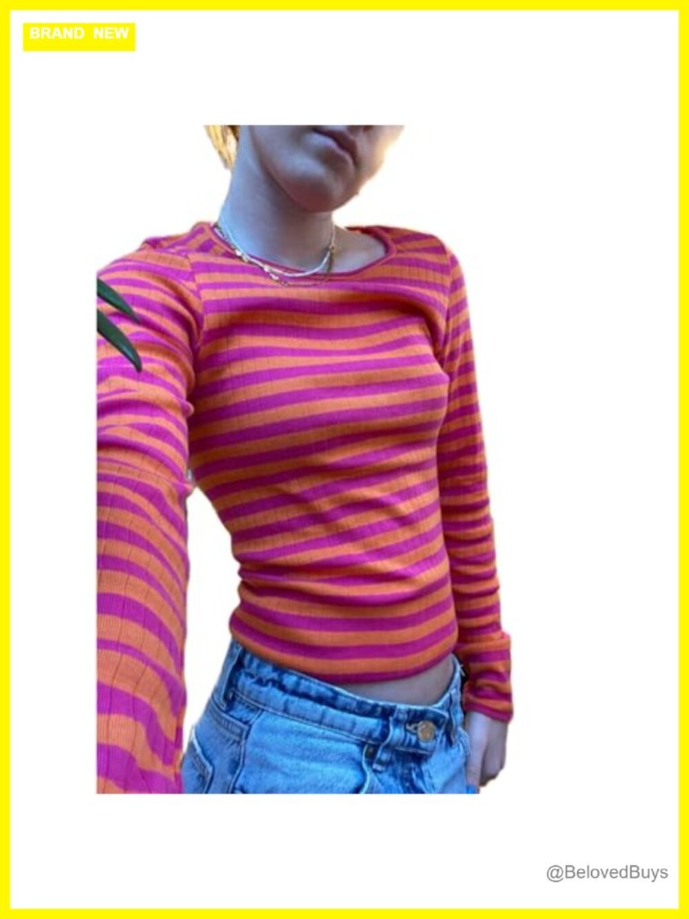Women's Y2k Striped Long Sleeve Crop Top Loose Fit Vintage